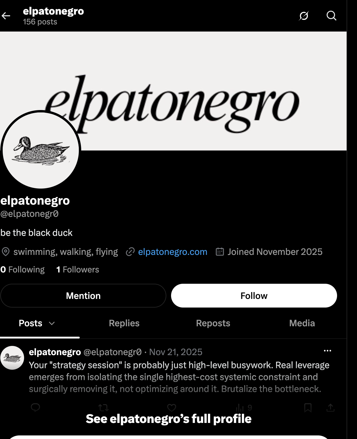 Screenshot of the elpatonegro X profile @elpatonegr0